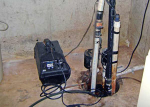 Pedestal sump pump system installed in a home in Poquoson